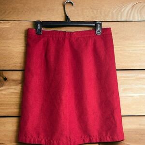 Christopher & Banks Size 8 Suede-Feel Red Back-Button Lined Skirt Professional